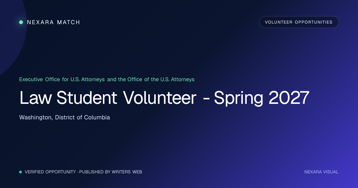 Law Student Volunteer - Spring 2027 NEXARA Match opportunity visual