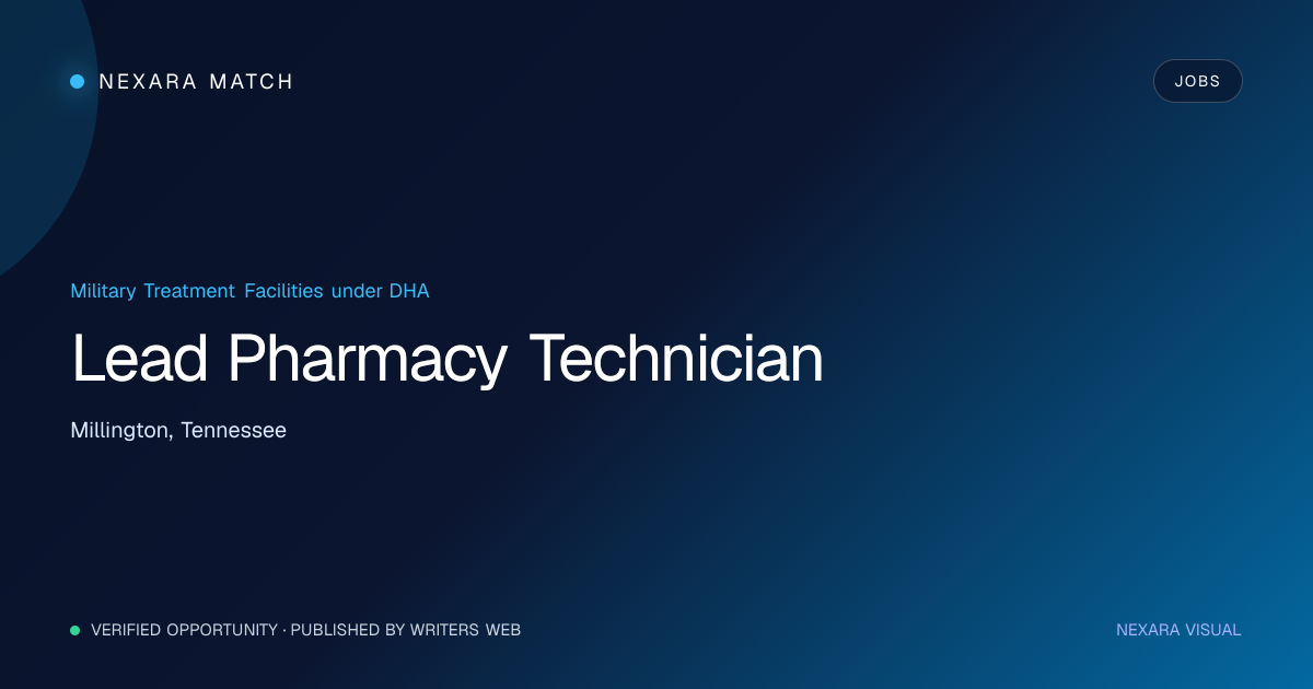 Lead Pharmacy Technician NEXARA Match opportunity visual