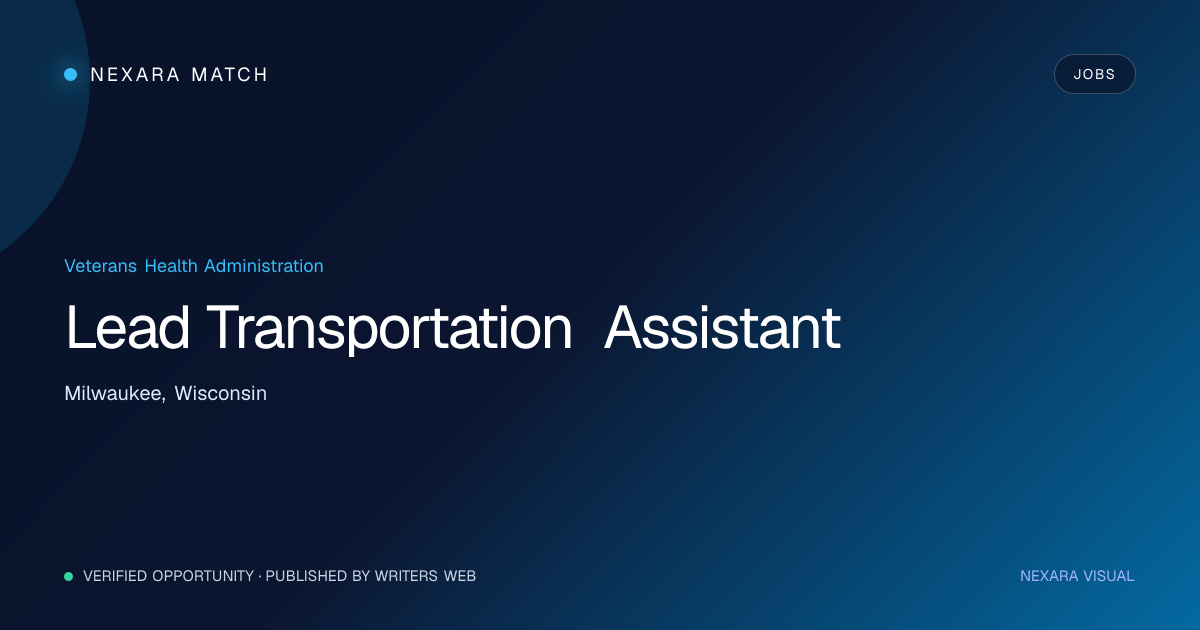 Lead Transportation Assistant NEXARA Match opportunity visual