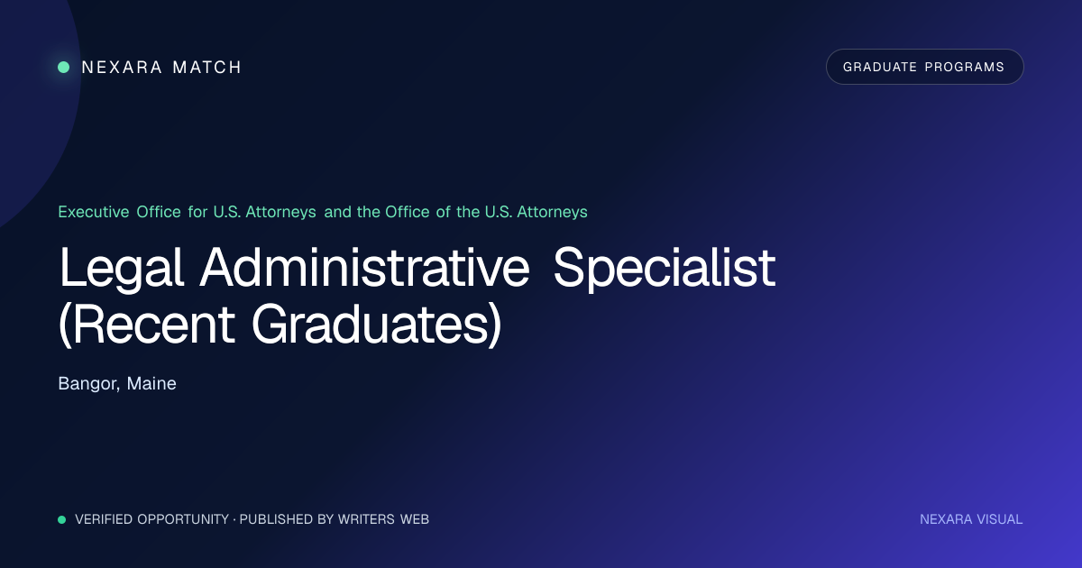 Legal Administrative Specialist (Recent Graduates) NEXARA Match opportunity visual