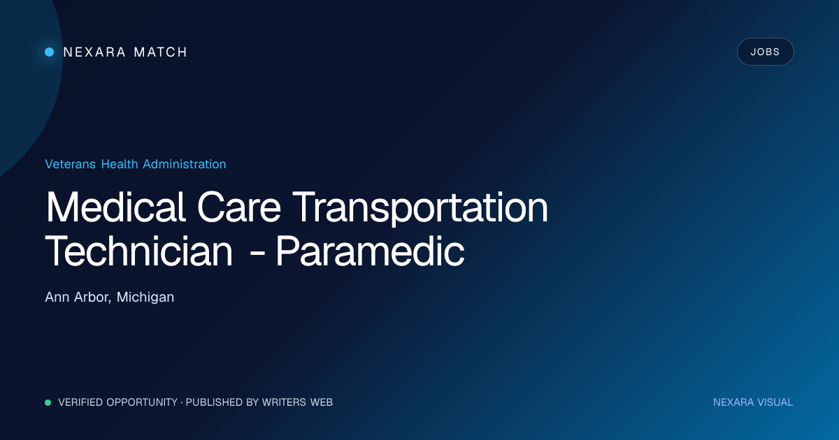 Medical Care Transportation Technician - Paramedic NEXARA Match opportunity visual