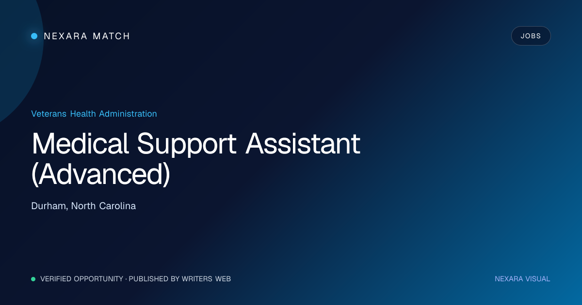 Medical Support Assistant (Advanced) NEXARA Match opportunity visual