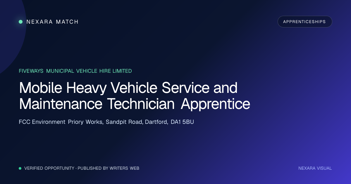 Mobile Heavy Vehicle Service and Maintenance Technician Apprentice NEXARA Match opportunity visual