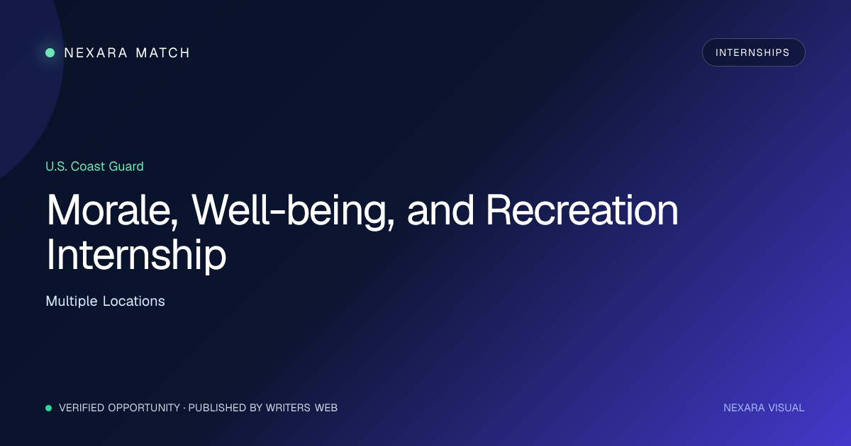 Morale, Well-being, and Recreation Internship NEXARA Match opportunity visual