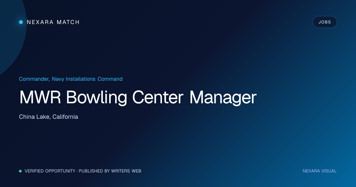 MWR Bowling Center Manager NEXARA Match opportunity visual