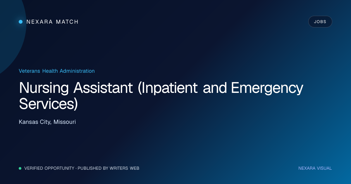 Nursing Assistant  (Inpatient and Emergency Services) NEXARA Match opportunity visual