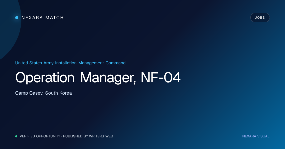Operation Manager, NF-04 NEXARA Match opportunity visual
