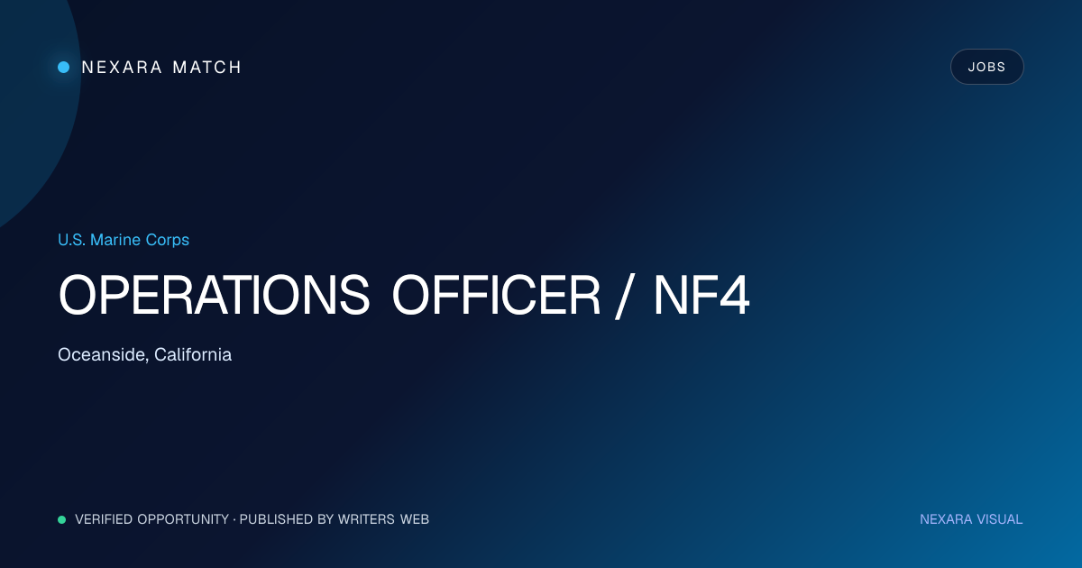 OPERATIONS OFFICER / NF4 NEXARA Match opportunity visual