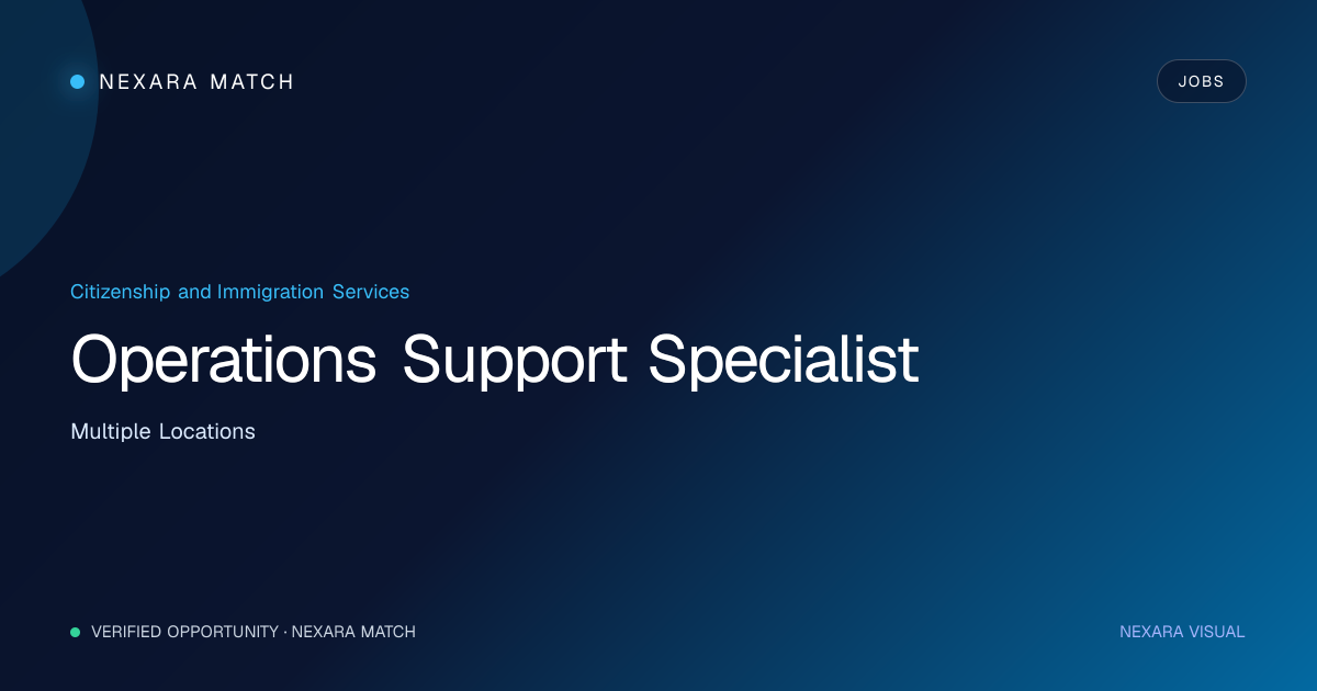 Operations Support Specialist NEXARA Match opportunity visual