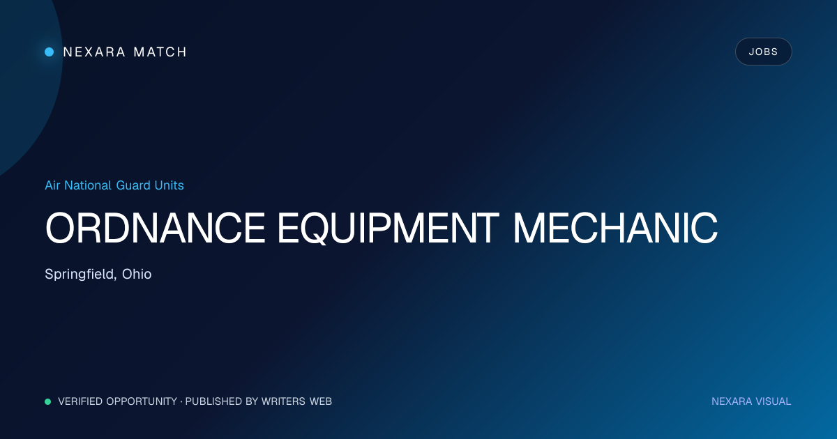 ORDNANCE EQUIPMENT MECHANIC NEXARA Match opportunity visual