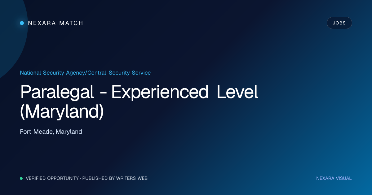 Paralegal - Experienced Level (Maryland) NEXARA Match opportunity visual