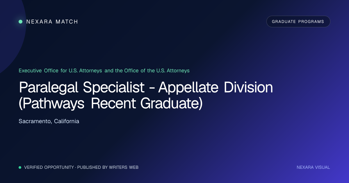 Paralegal Specialist - Appellate Division (Pathways Recent Graduate) NEXARA Match opportunity visual