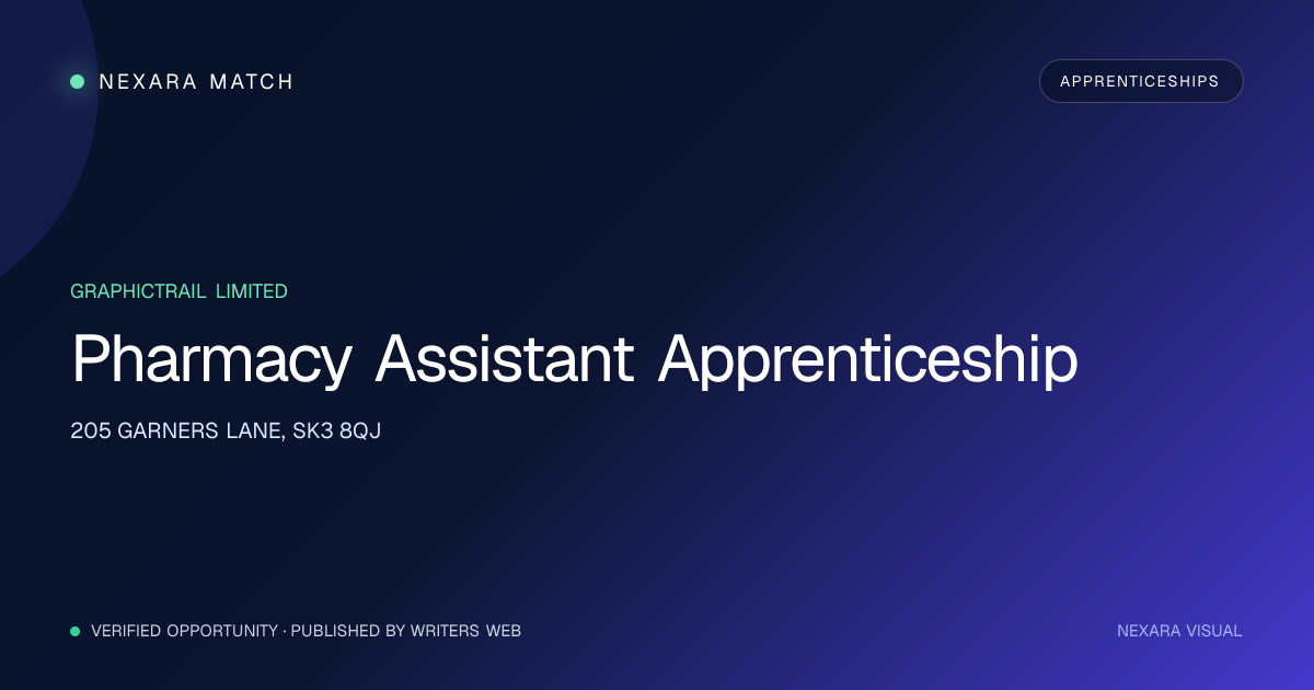 Pharmacy Assistant Apprenticeship NEXARA Match opportunity visual