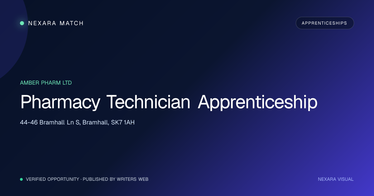 Pharmacy Technician Apprenticeship NEXARA Match opportunity visual