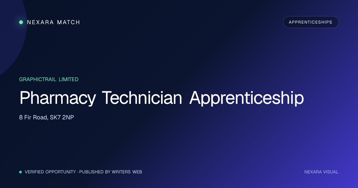 Pharmacy Technician Apprenticeship NEXARA Match opportunity visual