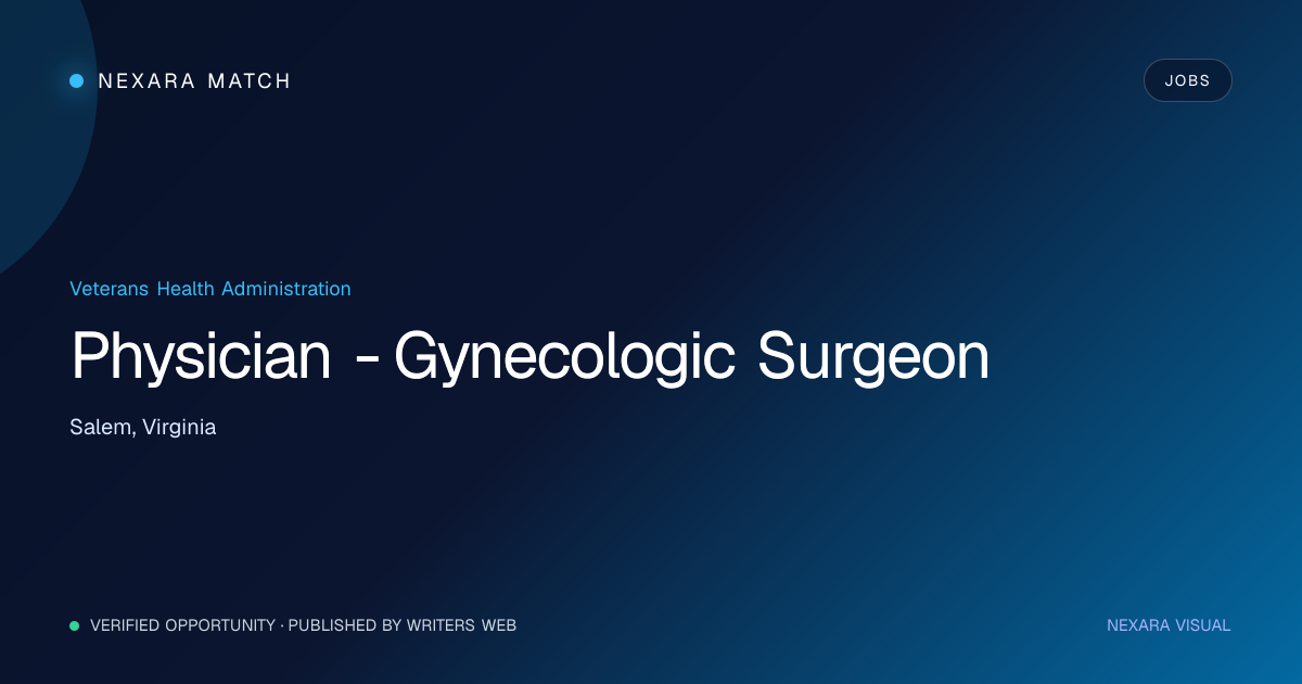 Physician - Gynecologic Surgeon NEXARA Match opportunity visual