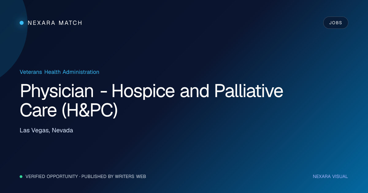 Physician - Hospice and Palliative Care (H&PC) NEXARA Match opportunity visual