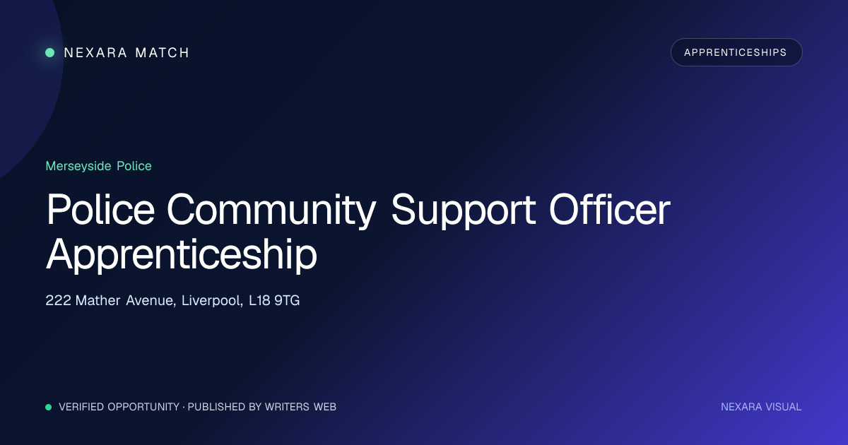 Police Community Support Officer Apprenticeship NEXARA Match opportunity visual