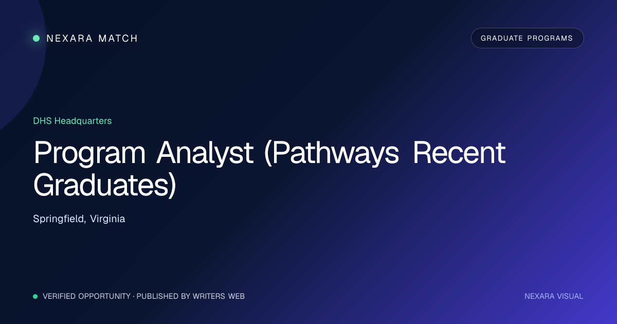Program Analyst (Pathways Recent Graduates) NEXARA Match opportunity visual