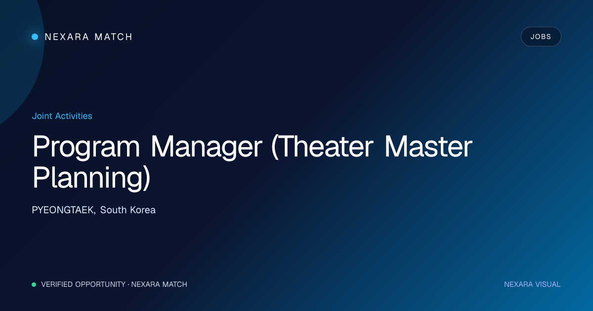 Program Manager (Theater Master Planning) NEXARA Match opportunity visual