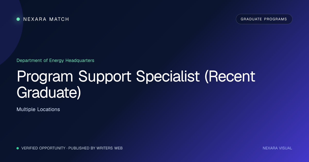 Program Support Specialist (Recent Graduate) NEXARA Match opportunity visual