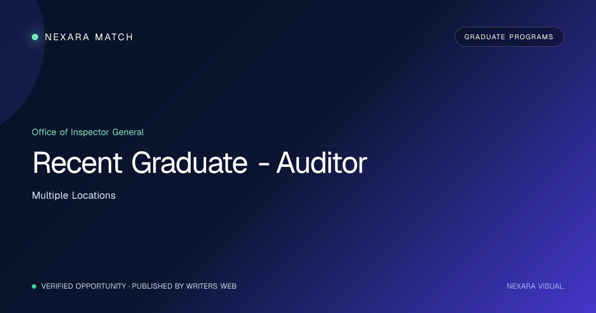 Recent Graduate - Auditor NEXARA Match opportunity visual
