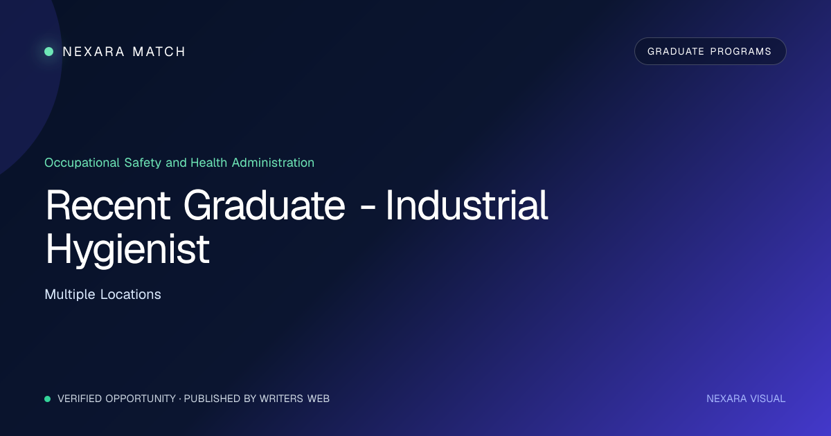 Recent Graduate - Industrial Hygienist NEXARA Match opportunity visual