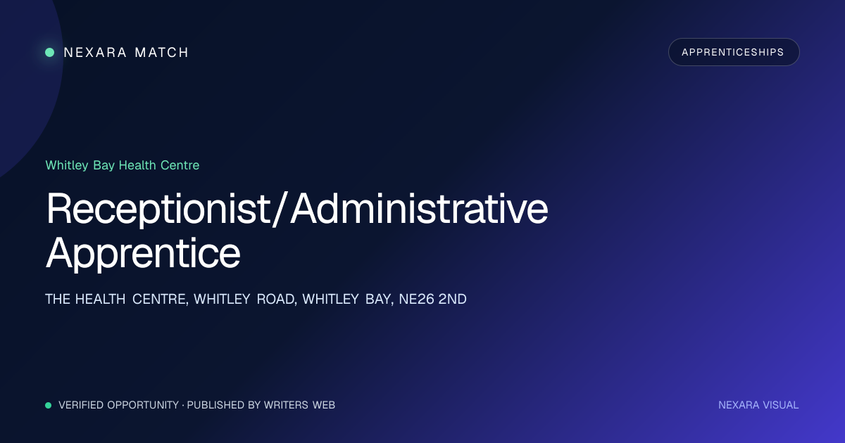 Receptionist/Administrative Apprentice NEXARA Match opportunity visual