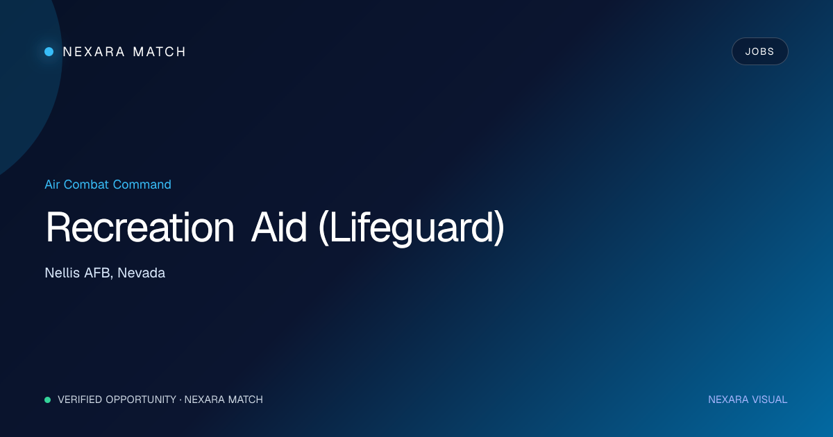 Recreation Aid (Lifeguard) NEXARA Match opportunity visual