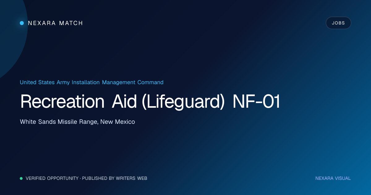 Recreation Aid (Lifeguard) NF-01 NEXARA Match opportunity visual