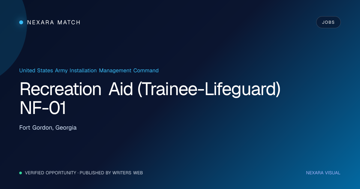 Recreation Aid (Trainee-Lifeguard) NF-01 NEXARA Match opportunity visual