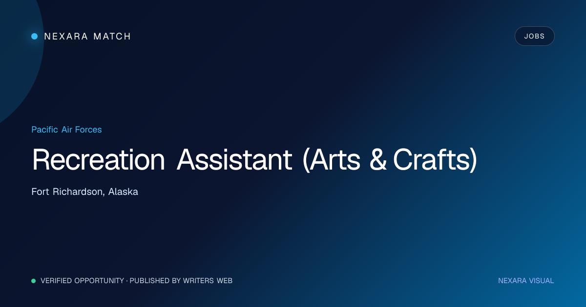 Recreation Assistant (Arts & Crafts) NEXARA Match opportunity visual