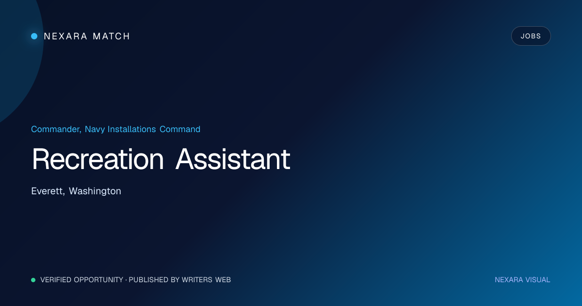 Recreation Assistant NEXARA Match opportunity visual