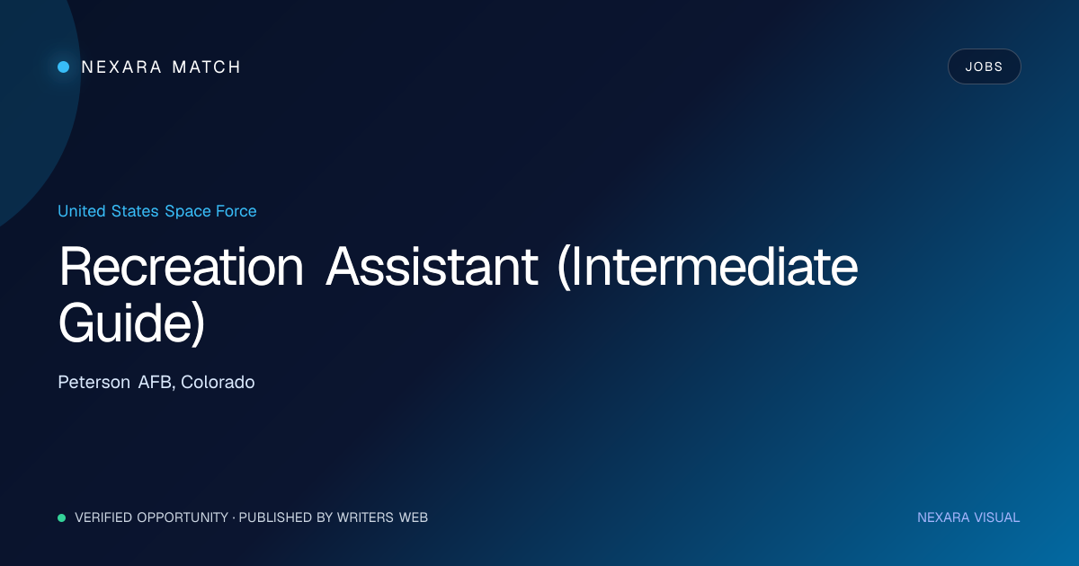 Recreation Assistant (Intermediate Guide) NEXARA Match opportunity visual