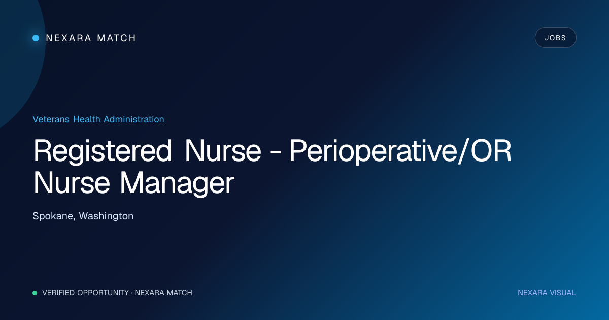 Registered Nurse - Perioperative/OR Nurse Manager NEXARA Match opportunity visual