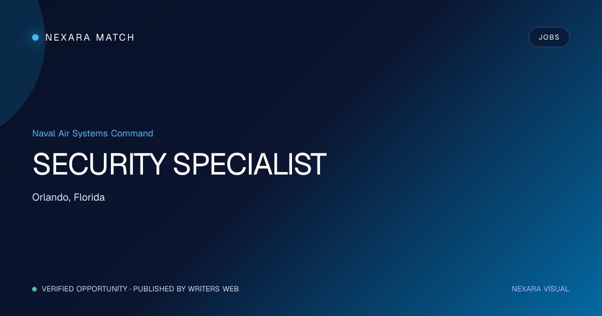 SECURITY SPECIALIST NEXARA Match opportunity visual