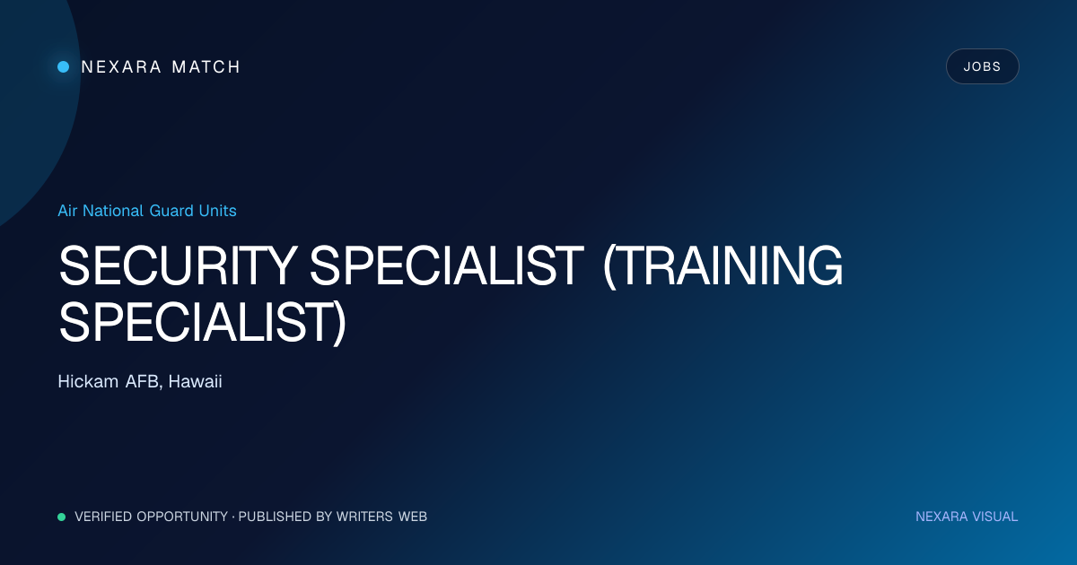 SECURITY SPECIALIST (TRAINING SPECIALIST) NEXARA Match opportunity visual