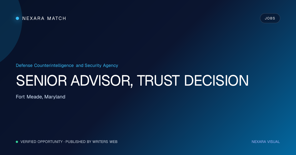 SENIOR ADVISOR, TRUST DECISION NEXARA Match opportunity visual