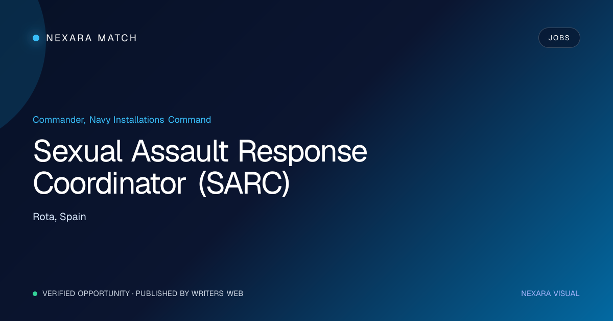 Sexual Assault Response Coordinator (SARC) NEXARA Match opportunity visual