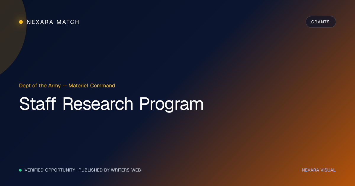 Staff Research Program NEXARA Match opportunity visual
