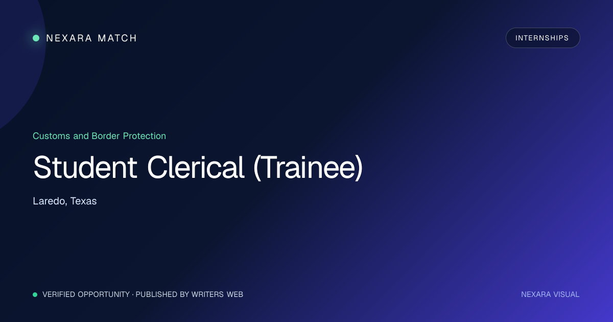 Student Clerical (Trainee) NEXARA Match opportunity visual