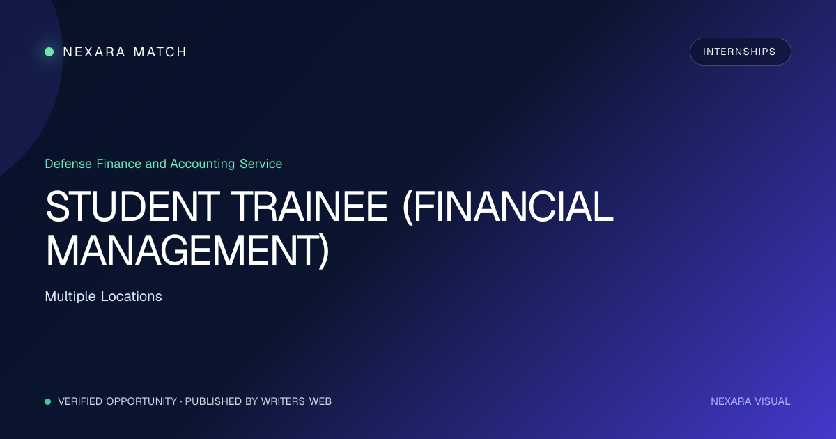 STUDENT TRAINEE (FINANCIAL MANAGEMENT) NEXARA Match opportunity visual