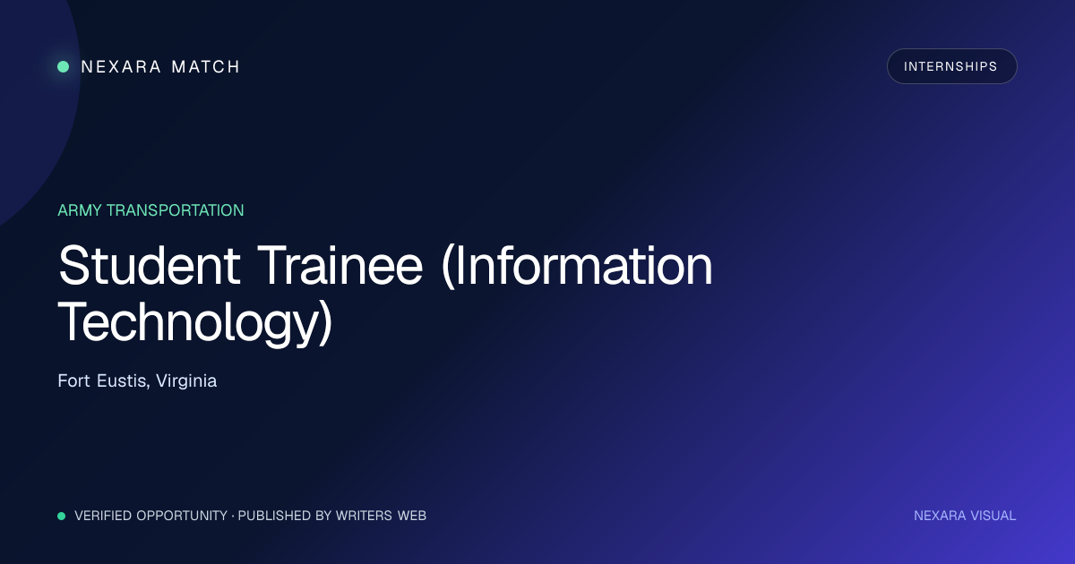 Student Trainee (Information Technology) NEXARA Match opportunity visual