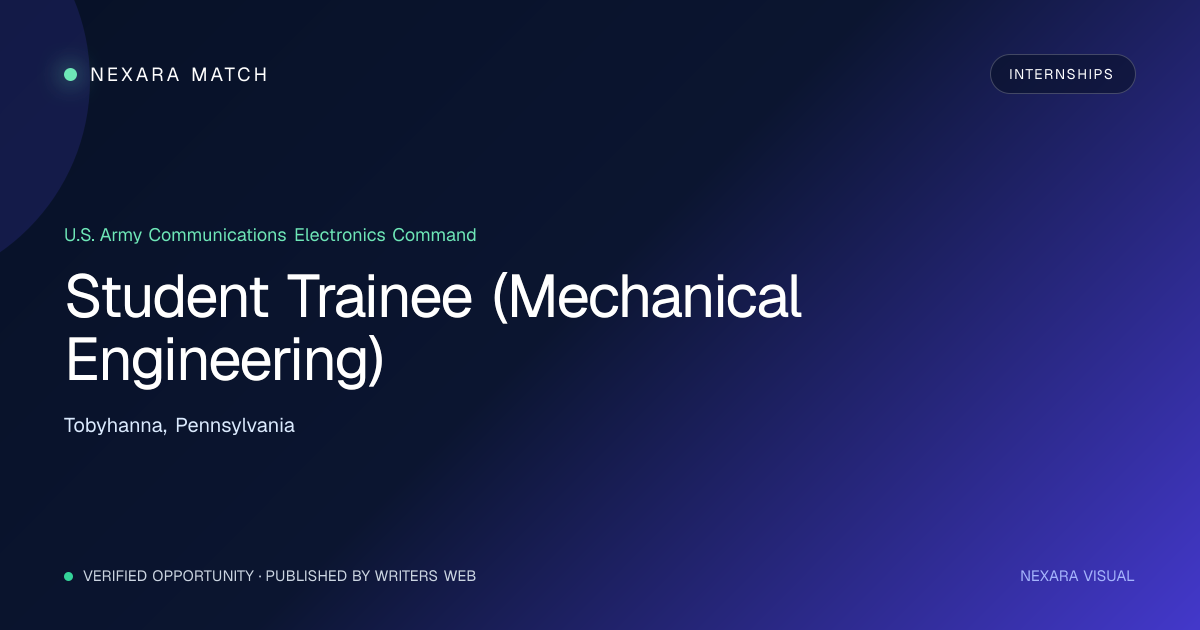 Student Trainee (Mechanical Engineering) NEXARA Match opportunity visual