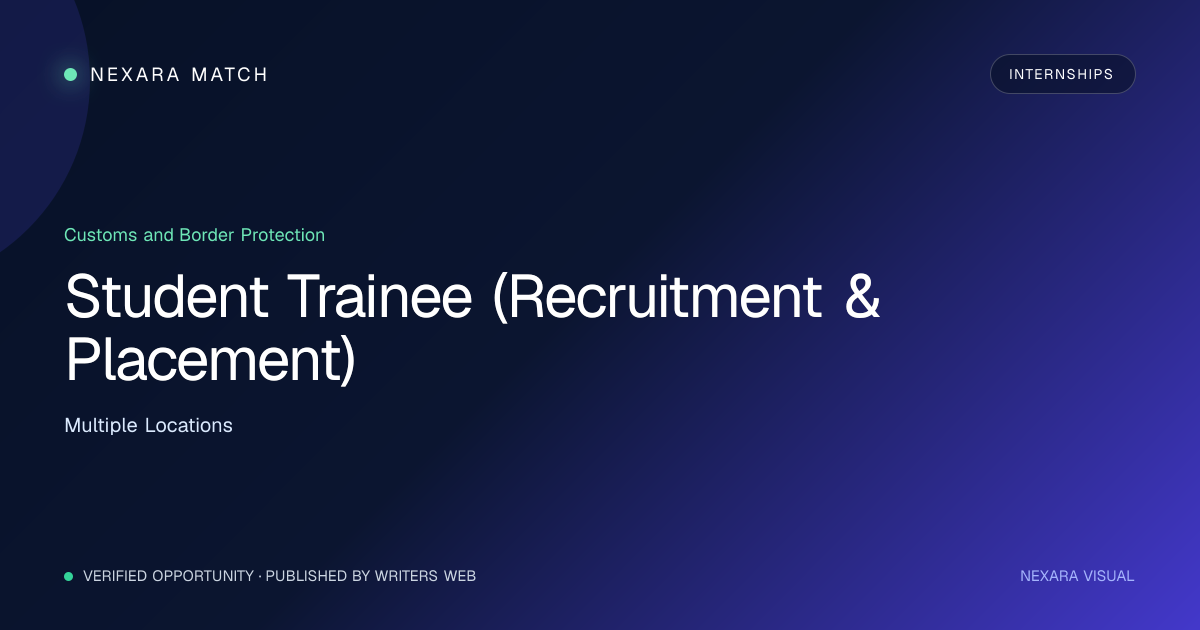 Student Trainee (Recruitment & Placement) NEXARA Match opportunity visual