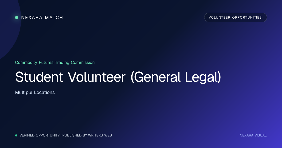 Student Volunteer (General Legal) NEXARA Match opportunity visual