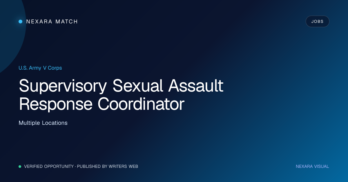 Supervisory Sexual Assault Response Coordinator NEXARA Match opportunity visual