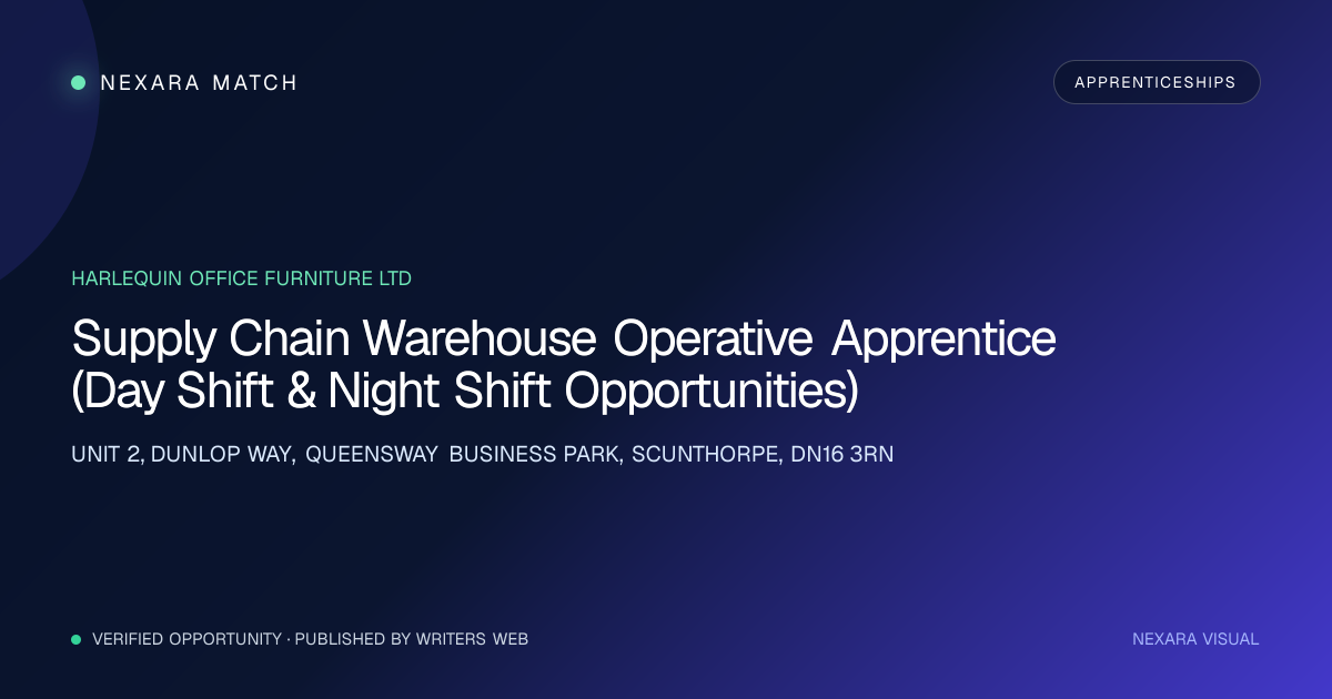 Supply Chain Warehouse Operative Apprentice (Day Shift & Night Shift Opportunities) NEXARA Match opportunity visual