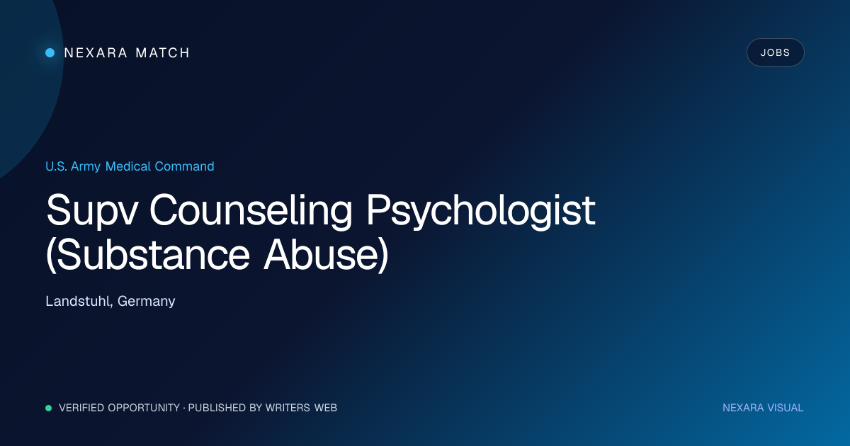 Supv Counseling Psychologist (Substance Abuse) NEXARA Match opportunity visual