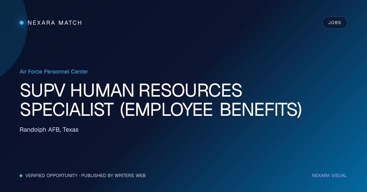 SUPV HUMAN RESOURCES SPECIALIST (EMPLOYEE BENEFITS) NEXARA Match opportunity visual